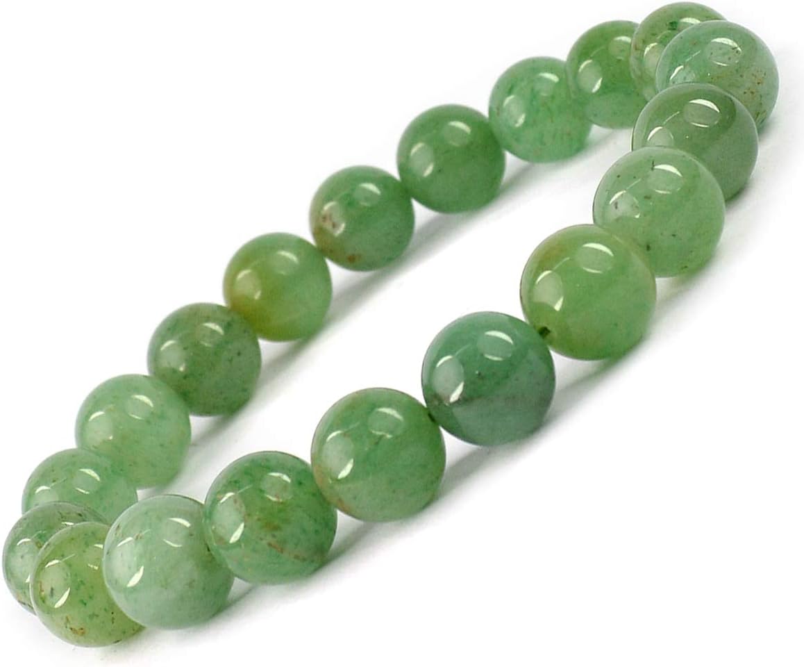 Natural Certified Green Jade Bracelet Crystal Stone 10mm Round Bead Bracelet for Reiki Healing and Crystal Healing Stone (Color : Green), 10 mm, Crystal Stone, Green Jade