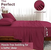 Vista 298 de HENGWEITEXT 18 Inch Cal King Sheets Deep Pocket,4 Piece Sheet Set Breathable and Cooling,Microfiber Sheet Set Deep Pocket,Wrinkle Free Shrinkage &