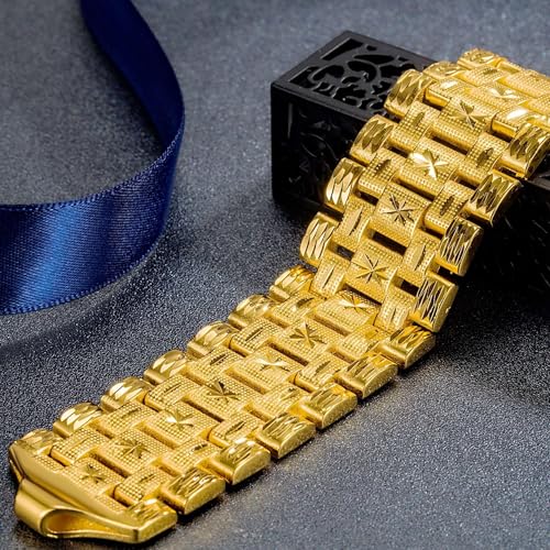 18k gold men's bracelet tank chain wide chain bracelet, hip-hop wide chain bracelet, heavy-duty Cuban chain, large4