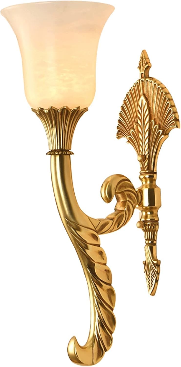 JKJZSALJ Indoor Wall Sconces European Style Copper Wall Lamp Bedroom Bedside Lamp Living Room Marble Lamp, Modern,41Cm,41cm