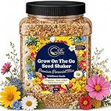 Bulk Wildflower Seed Shaker – Perennial Flower Seeds Mix to Plant Anywhere, by Geva Grow | 20 - Different Type Beautiful Perennial Wildflower Seeds Bulk 900,000+ Seeds, 1 Pound Tub