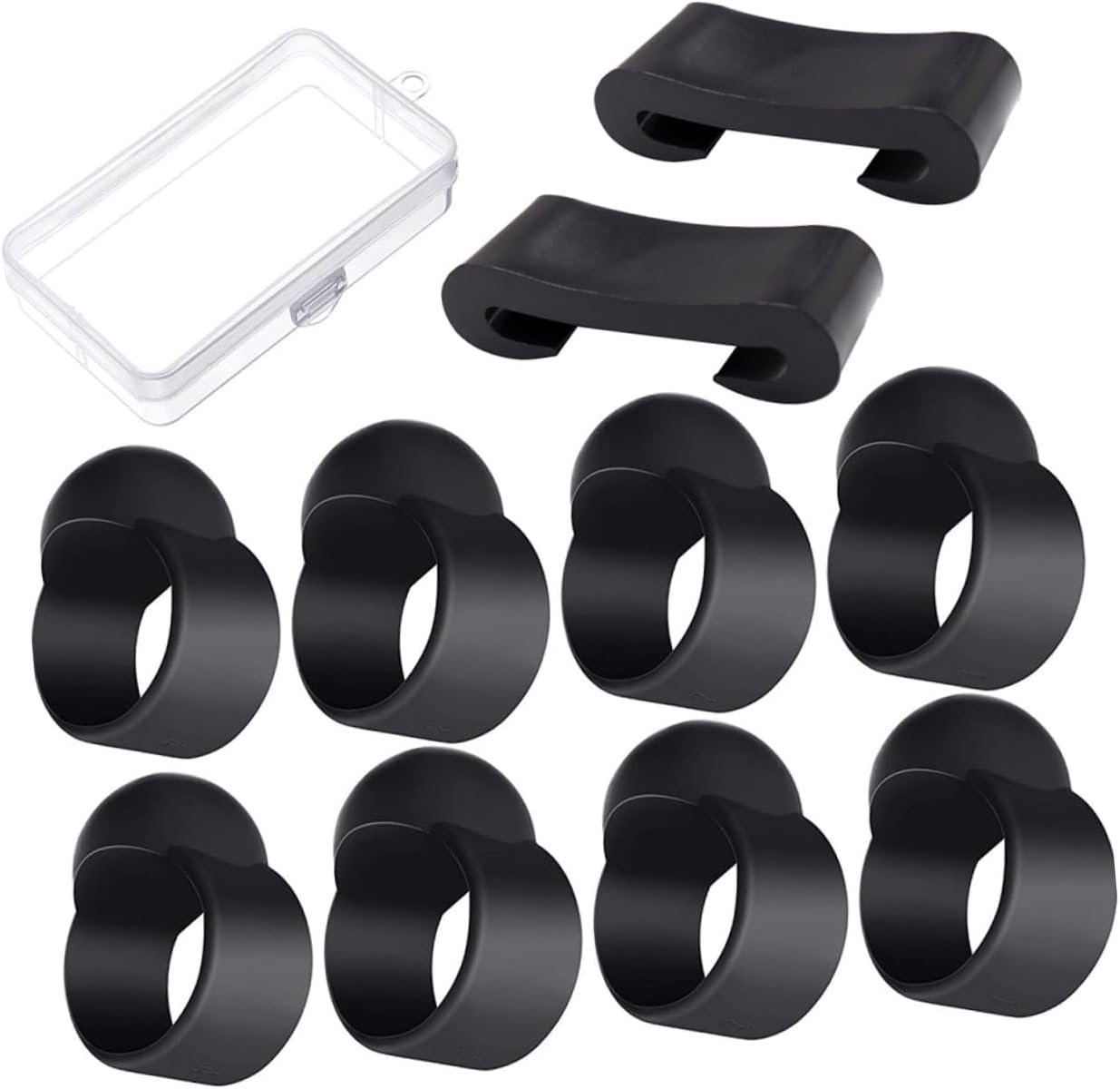 Steel Tongue Drum Mallet Bracket and Finger Pick Set 10Pcs Black