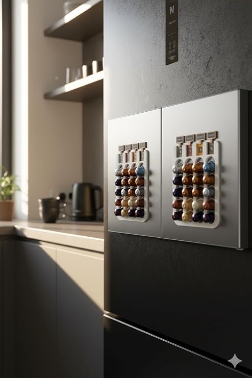 Mıknatıslı Kahve Kapsülü Düzenleyici – 2’li Set | Nespresso® Uyumlu Kapsül Standı | Buzdolabı & Metal Yüzeylere Uygun (Beyaz)