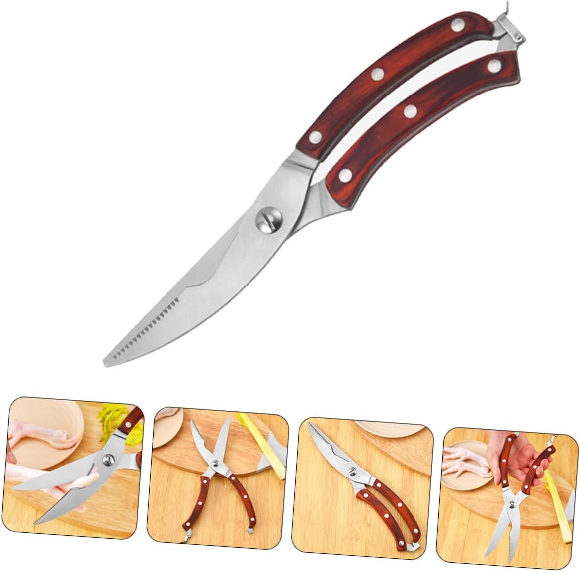 LABRIMP Ergonomic Handle Kitchen Scissors for Chicken Bone Poultry Shear Food Shredder Stainless Steel Shears