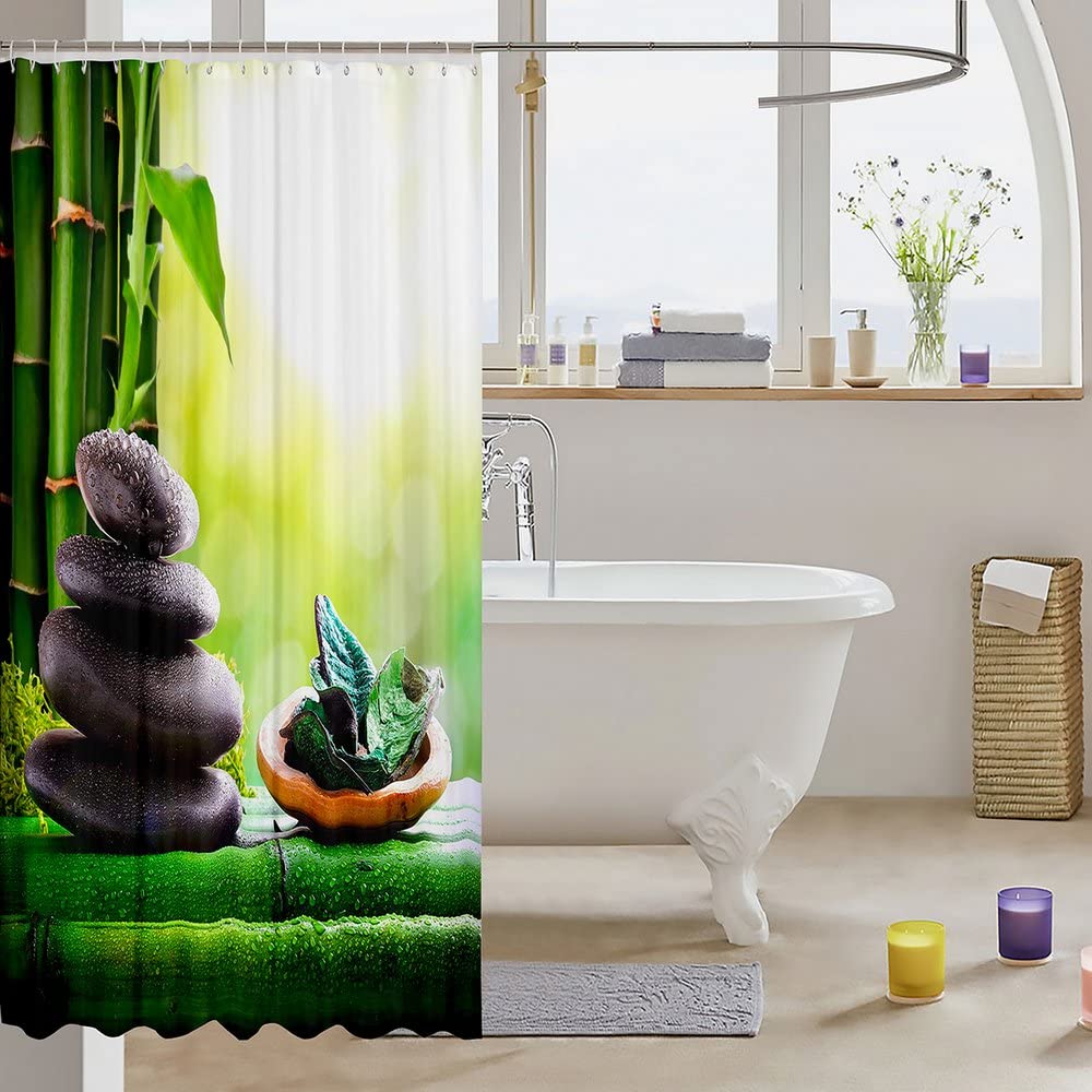 Groene bladeren douchegordijn tuin natuur badkamer wit waterdicht polyester stof voor kinderen badkuip decor 72 x 78 /182 x 198 cm BxH