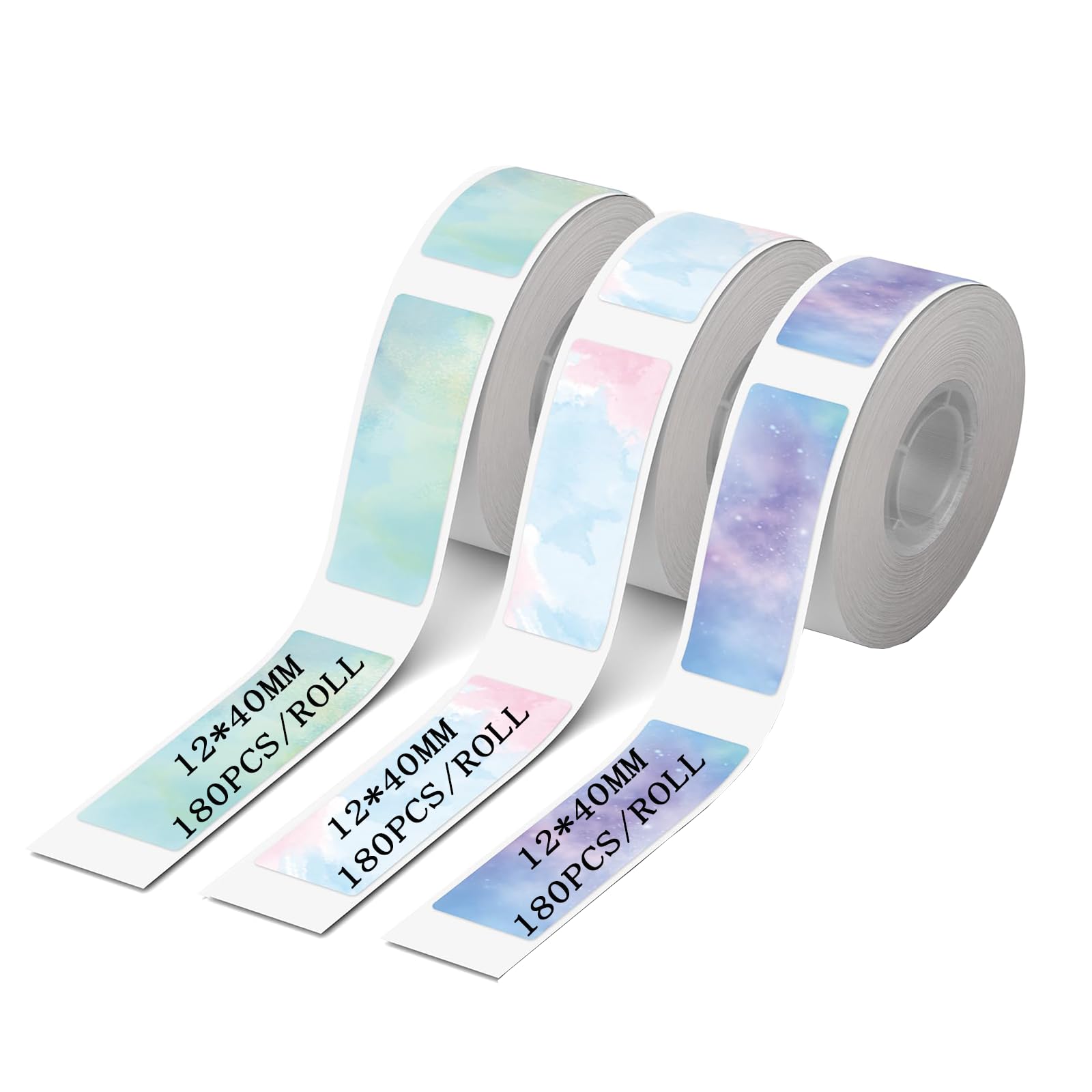 3 Rolls Compatible with D30/P11 Label Tapes, 12 x 40 mm. Portable Waterproof self-Adhesive Thermal Labels Ideal for organizing Storage, Home Management, Office use, and More. (Starry Sky)