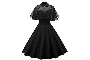 Women's 1950s Cloak Two-Piece Cocktail Dress in Mesmerizing Black