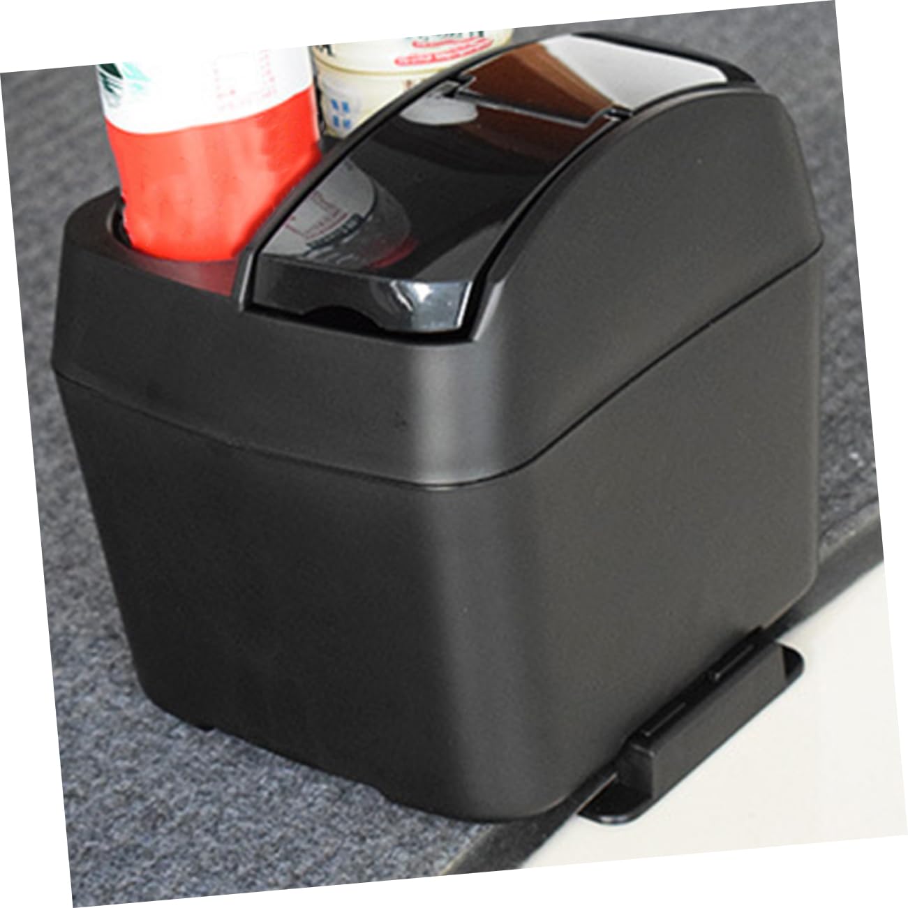 Amosfun Auto Mülleimer Schwarz aus Abs und Pp, Multifunktional für Auto | Getränkehalter und Ablagebox, Geeignet für Müll und Papiertücher, Leicht zu Reinigen