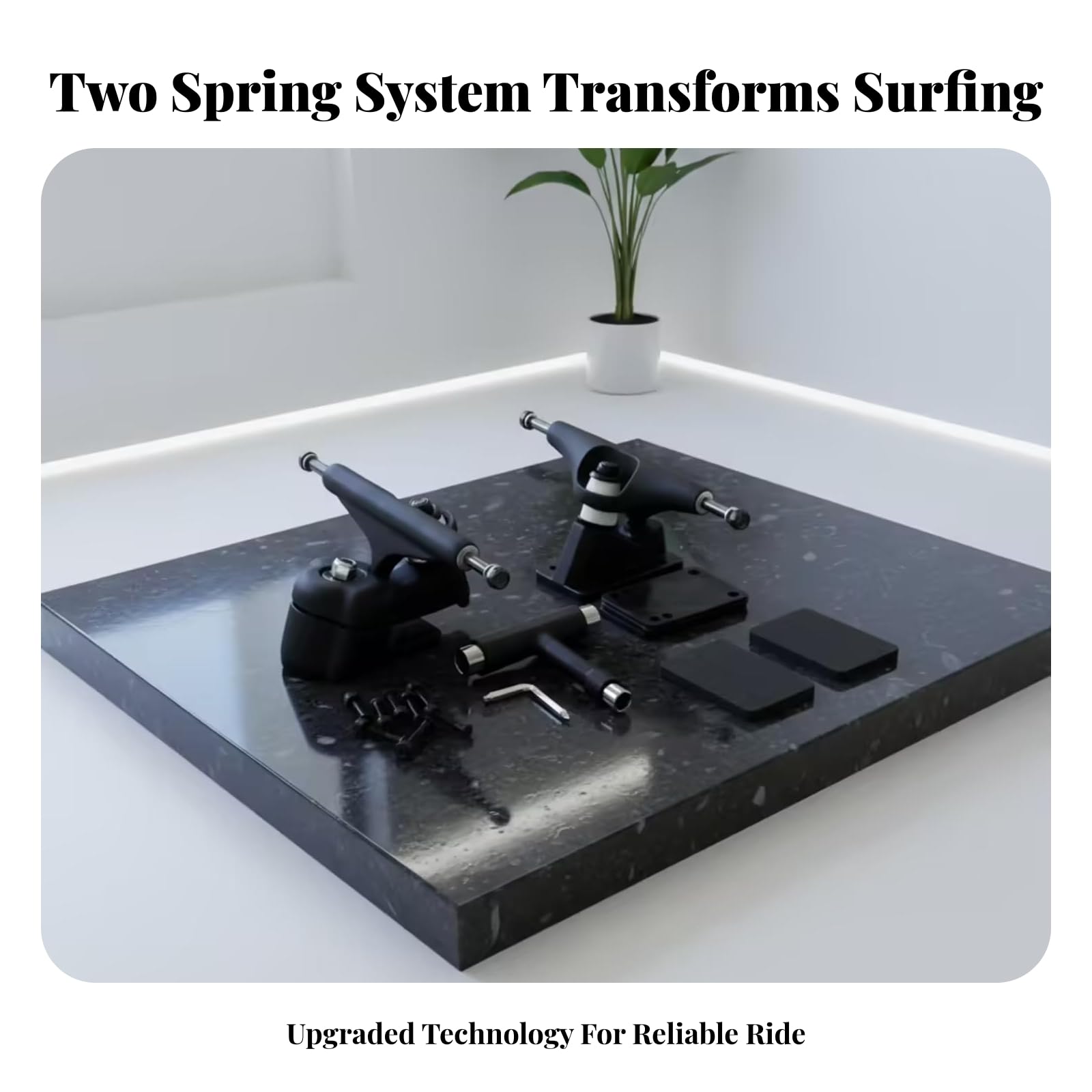 perfk Soporte Adaptador para Surfboard con Kit Completo de Eje Delantero con Resorte y Base de Aleación para Tabla de Skate Adecuado para Instalación de Componentes
