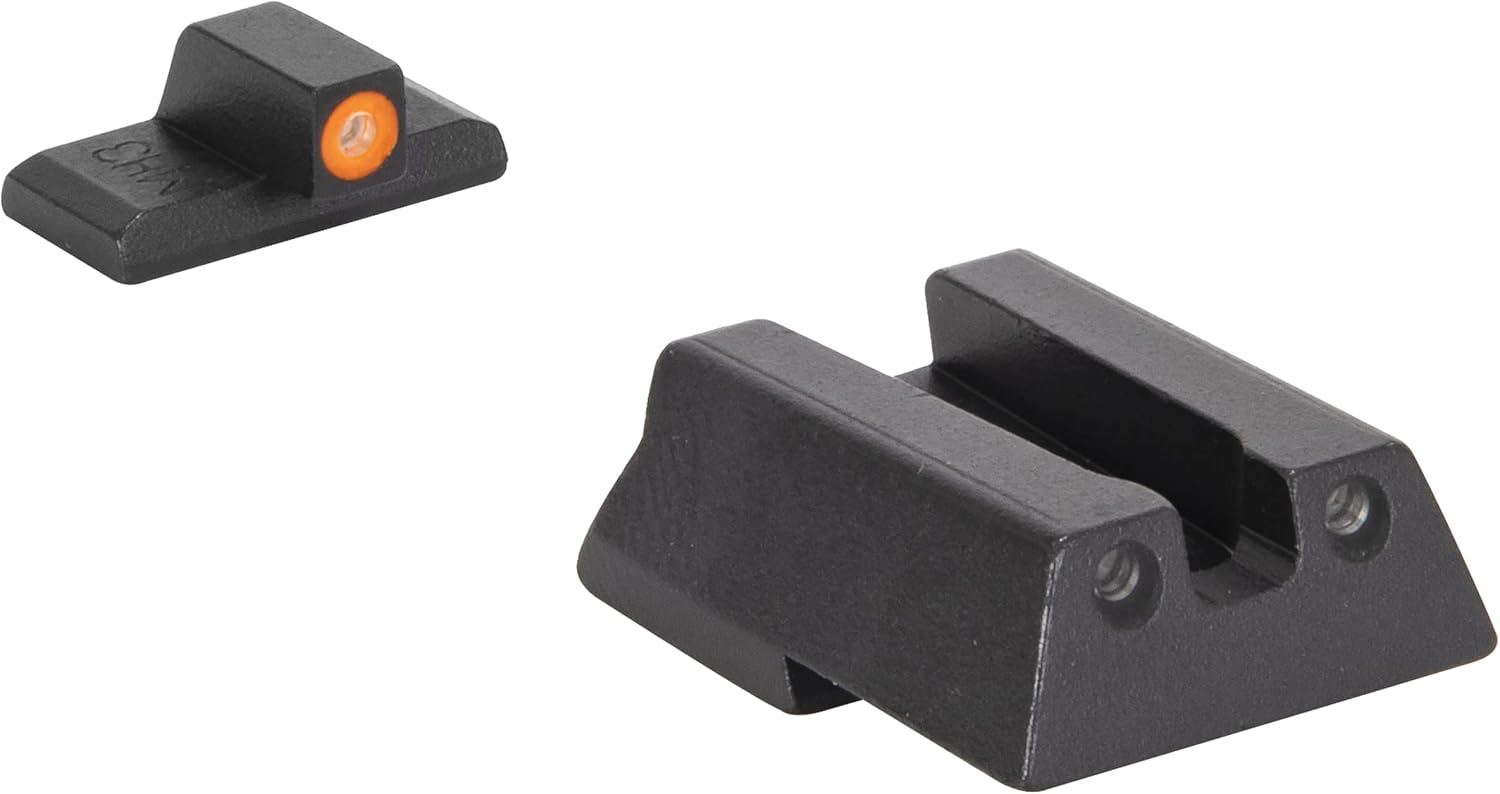 MEPRO Hyper-Bright tritium Night Sights Compatible with H&K 45 45C P30 VP9 SFP9 Green tritium, Orange Colored Front Ring, U-Notch Rear by Meprolight