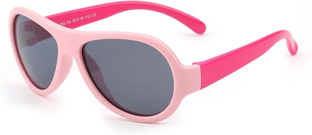 JM Kids Rubber Polarized Pilot Sunglasses Unbreakable Flexible for Baby Children Girls Boys Age 3-8