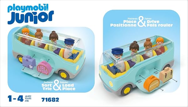 Playmobil 71682 Junior : Autocar de Voyage - Comprenant des pièces de Bagages et Quatre Figurines - Jouet fabriqué à partir de matière d'origine végétale - Dès 12 Mois - 5