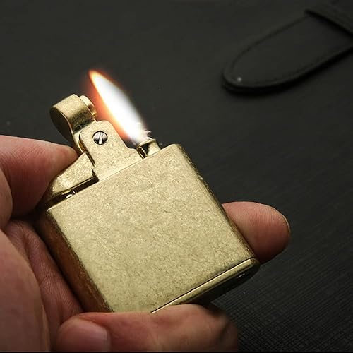 Miniatura 2 de Ambrogio.L Encendedor de aceite, rueda de pedernal recargable, encendedor de cigarrillos de metal vintage para hombres, aceite no incluido