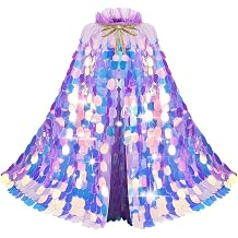 Princess Style Sequin Rainbow Dress Up Glitter Cape Cloak Halloween Costume Party Kids Colorful