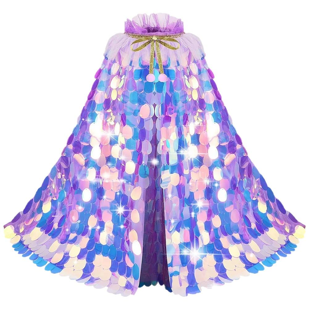 Amazon.co.jp: Hifeoos ケープ プリンセス スパンコール マント 虹色