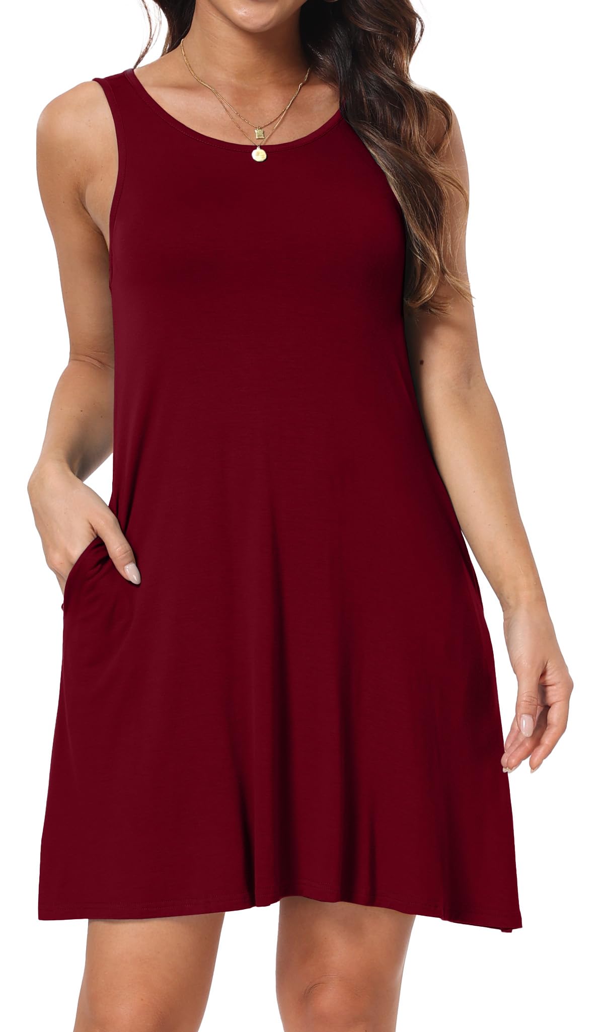 Short/Long Sleeve Women's Cold Shoulder Dress with Pockets Casual Swing T-Shirt Dresses