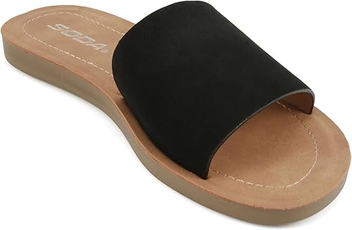 Miniatura 5 de Soda Shoes Efron-S - Sandalias básicas para mujer, sandalias informales de puntera abierta y planas, fáciles de poner, para la playa