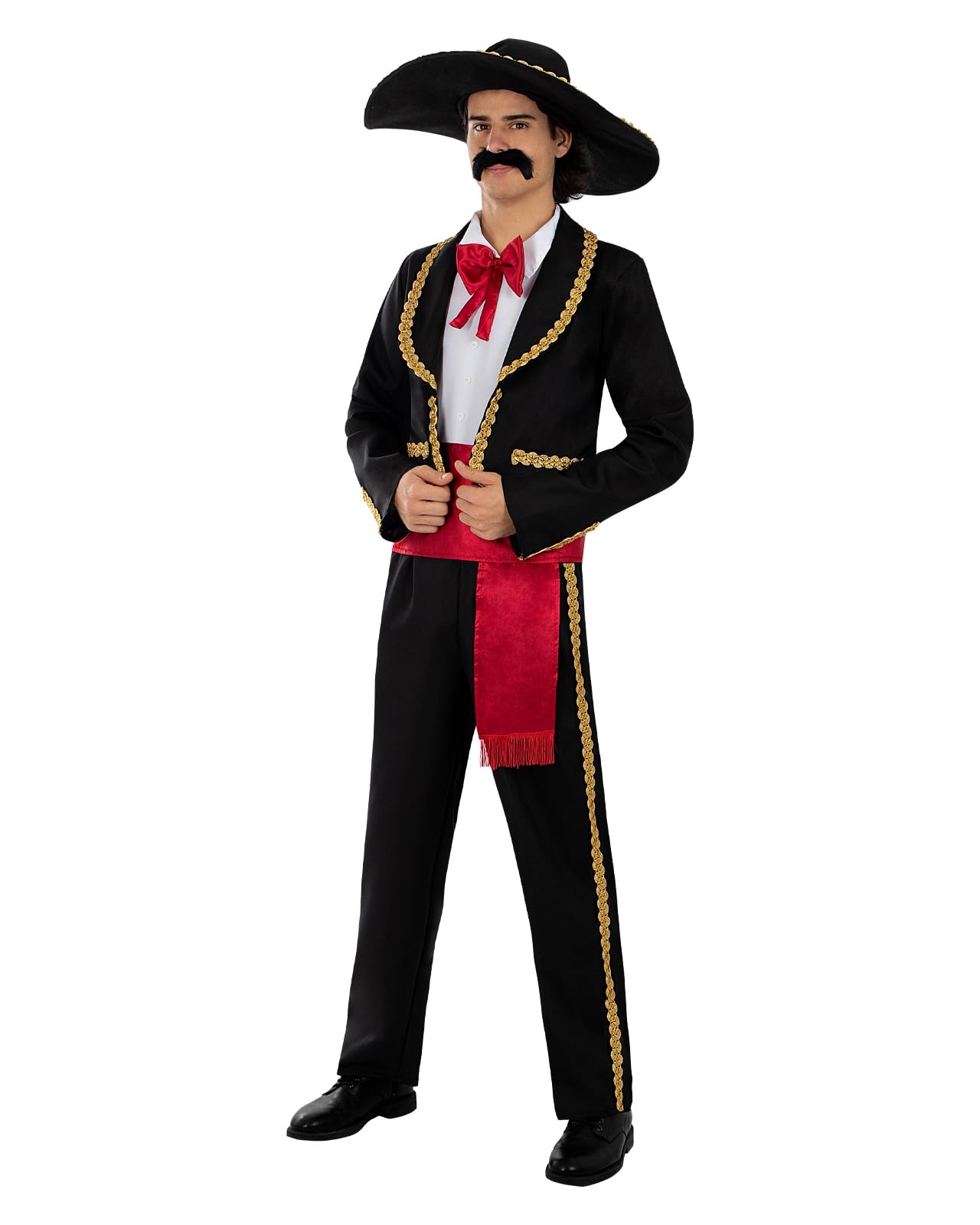 Funidelia Disfraz de Mariachi para hombre, Incluye pantalón, fajín, sombrero, chaleco con camisa incorporada y pajarita, Catrina - Traje para adultos para fiestas, Carnaval y Halloween - Talla M