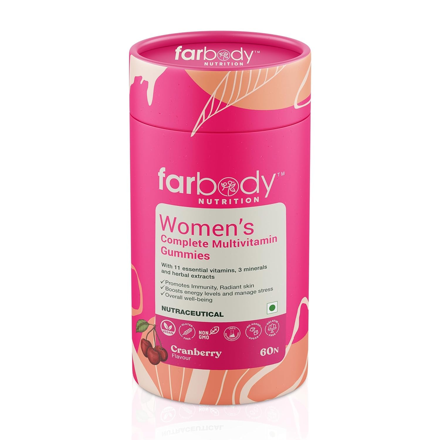 Farbody Womens Multivitamin Gummies with Iron, Zinc, Magnesium, Vitamins A, C, D3, E, B6, B12, Biotin for Immunity, Radiant Skin, Boost Energy | 60-Day Supply - Vegan, No Added Sugar, Gluten-Free (B0CKRGYCWJ) Amazon Price History, Amazon Price Tracker