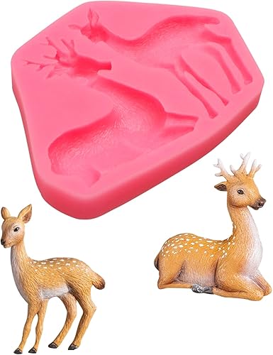 Miniatura 7 de Moldes de silicona de chocolate, 3 paquetes de moldes de fondant de animales Sika para decoración de pasteles con temática de animales del bosque,