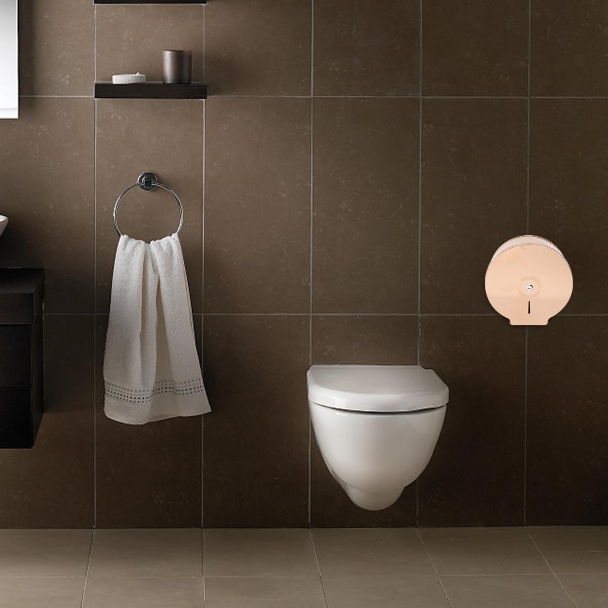 Distributeur Rond Papier Acier Hygiénique en Mural de Inoxydable Design Moderne, pour Salle de Bain et Toilettes
