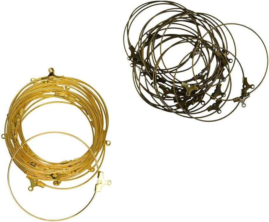 SNAPPSY 40pcs Beading Hoop Loop Earring Ear Wire Jewelry Making Findings Bronze Gold