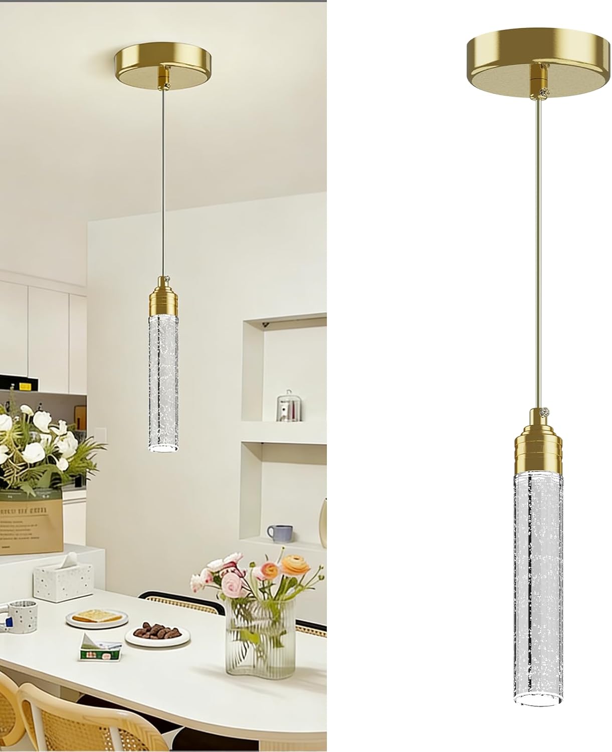 Modern LED Pendant Lights with 3CCT Adjustable Temperature (3000K/4500K/6000K) for Kitchen Island, Dining Room, Bar, and Hallway