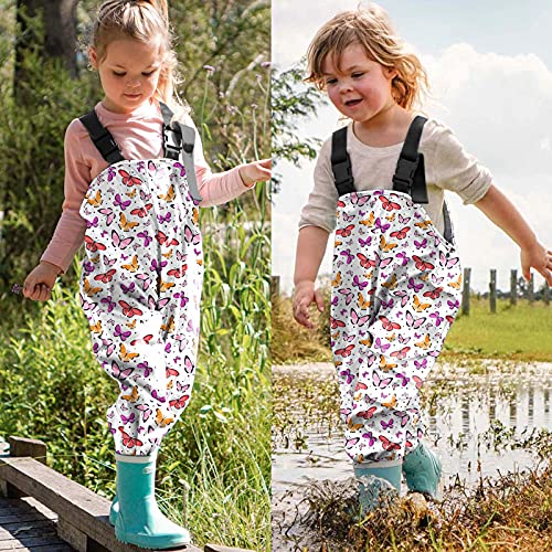 Kids Rain Pants Toddler Boys Girls Butterfly Printed Suspender Waterproof Muddy Play Bib Overalls Outdoor Rainwear3