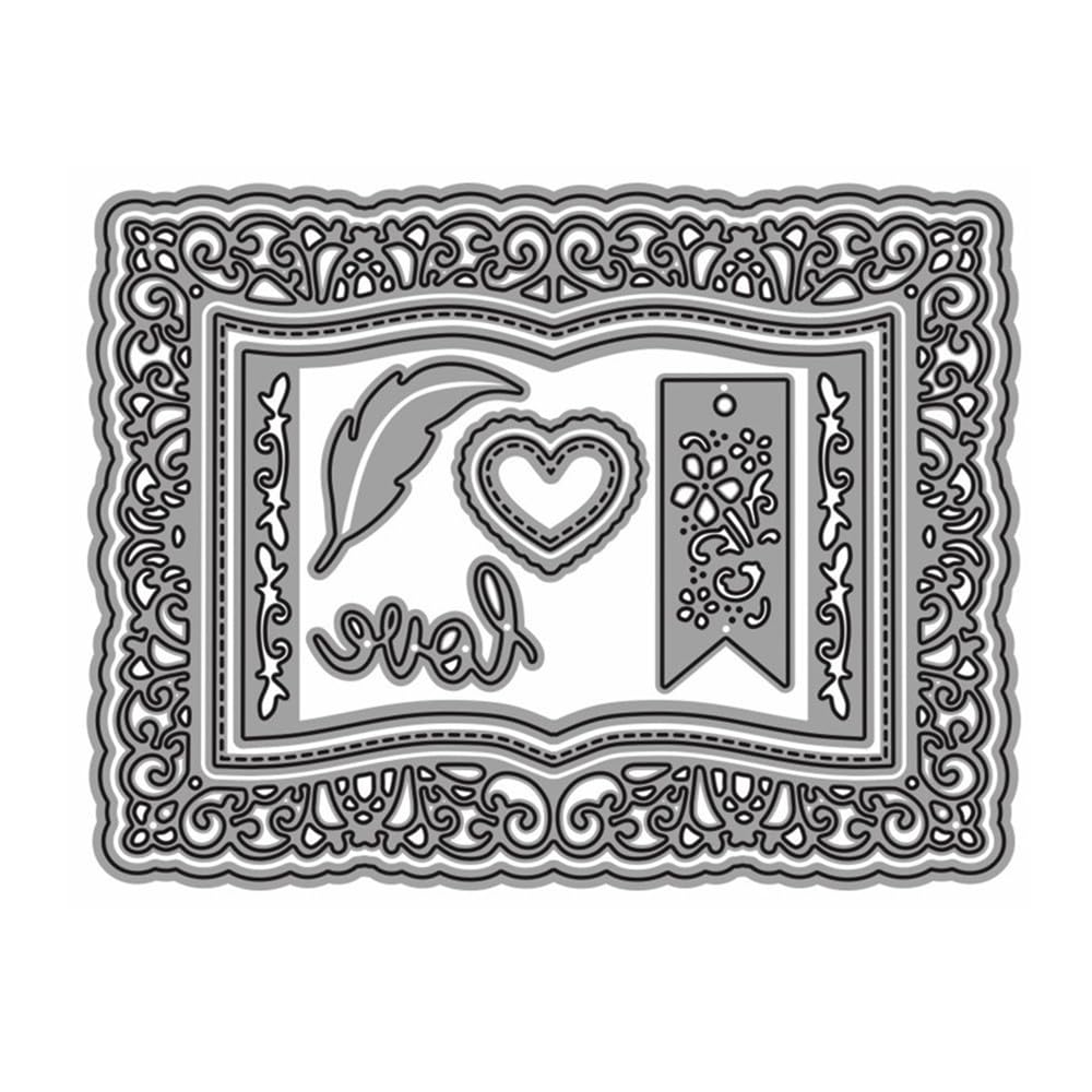 Book Lace Die Cuts for Card Making,Flowers Metal Cutting Dies for Paper Scrapbooking, DIY Stencils for Album Party Wedding Festivals Decoration — image 1