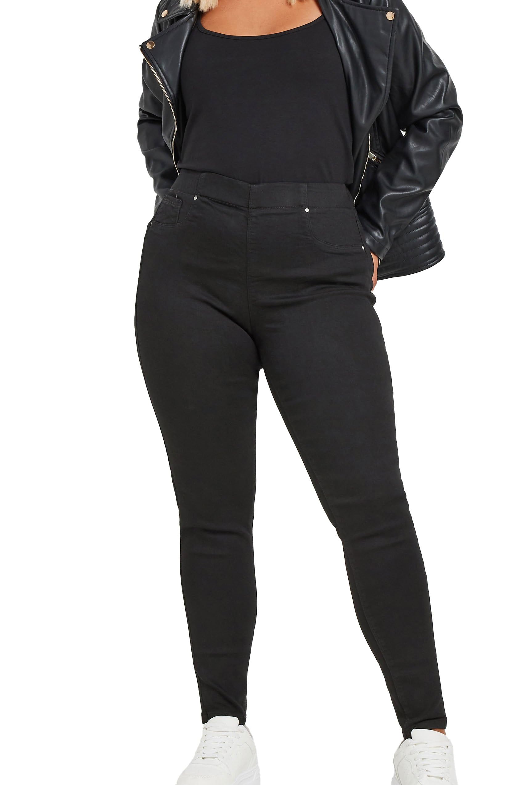 Yours Women's Black Pull On Jenny Jeggings Jeans In | Size: 30-32L