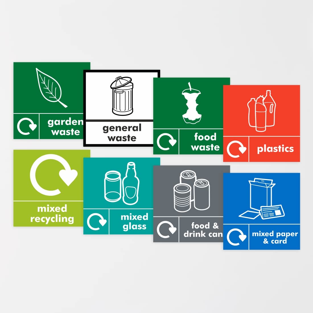 Blossom Print Pack of 8 Recycling stickers for bins Size 120mm x