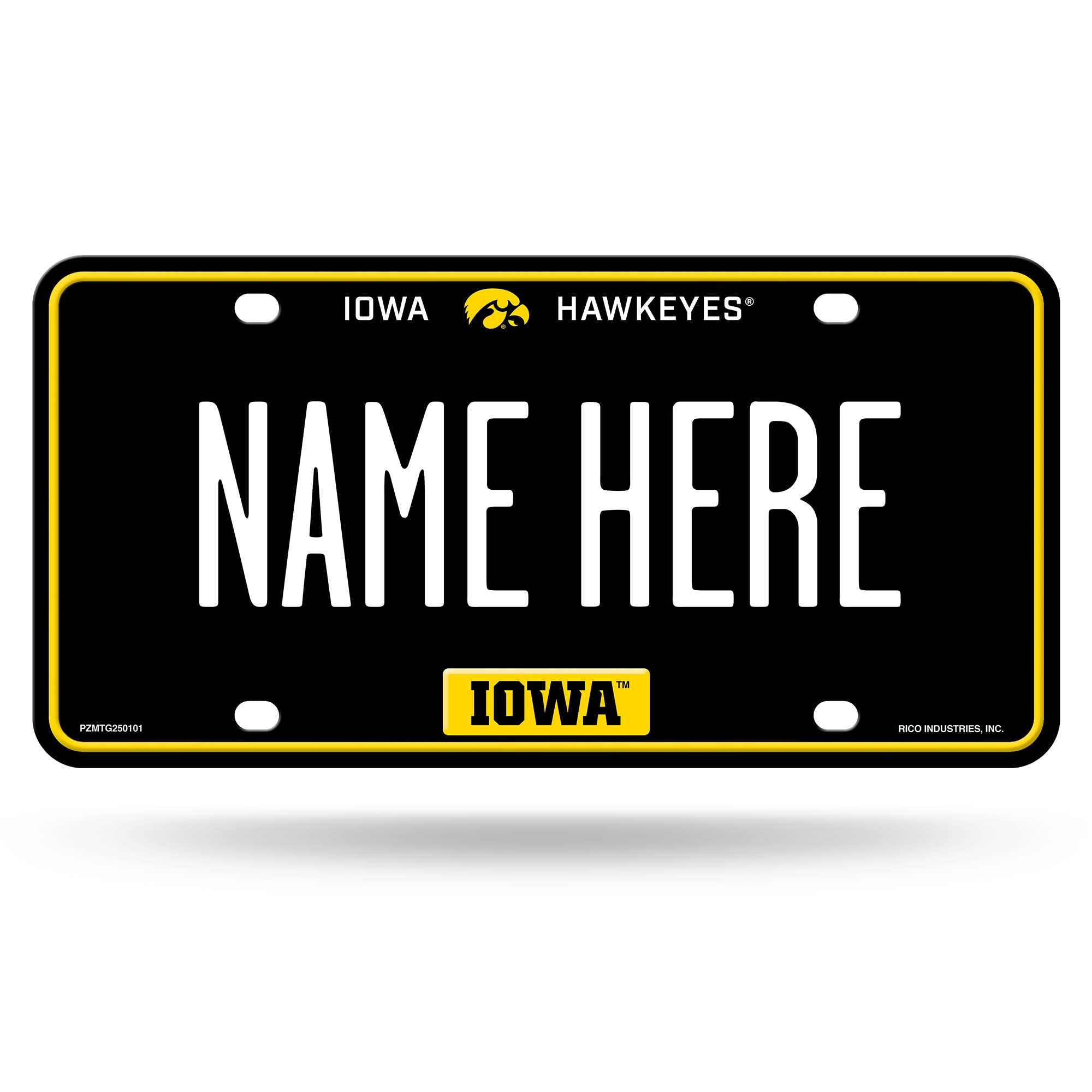 Rico Industries NCAA Iowa Hawkeyes Personalized Metal Auto Tag 8.5