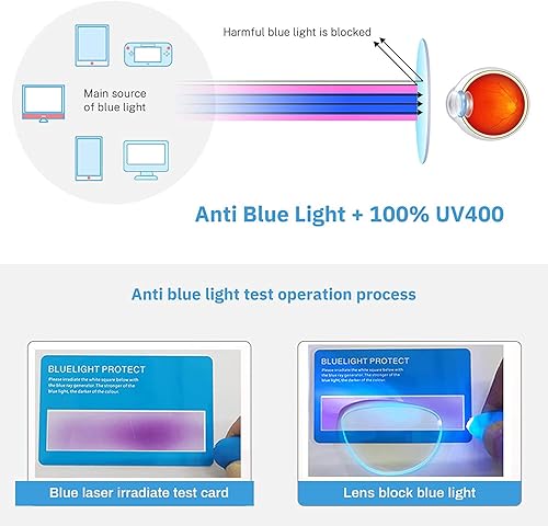 Miniatura 6 de Skoveide Reading Glasses for Women Compact Slim Pocket Readers With Pen Clip Metal Case Spring Blue Light Blocking