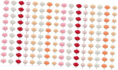 Tofficu 4 Sets Flower Pin Push Tacks Bulletin Board Tacks Push for Cork Board Floral Push Pin Cubicle Push Pin Thumb Tacks for Cork Board Floral