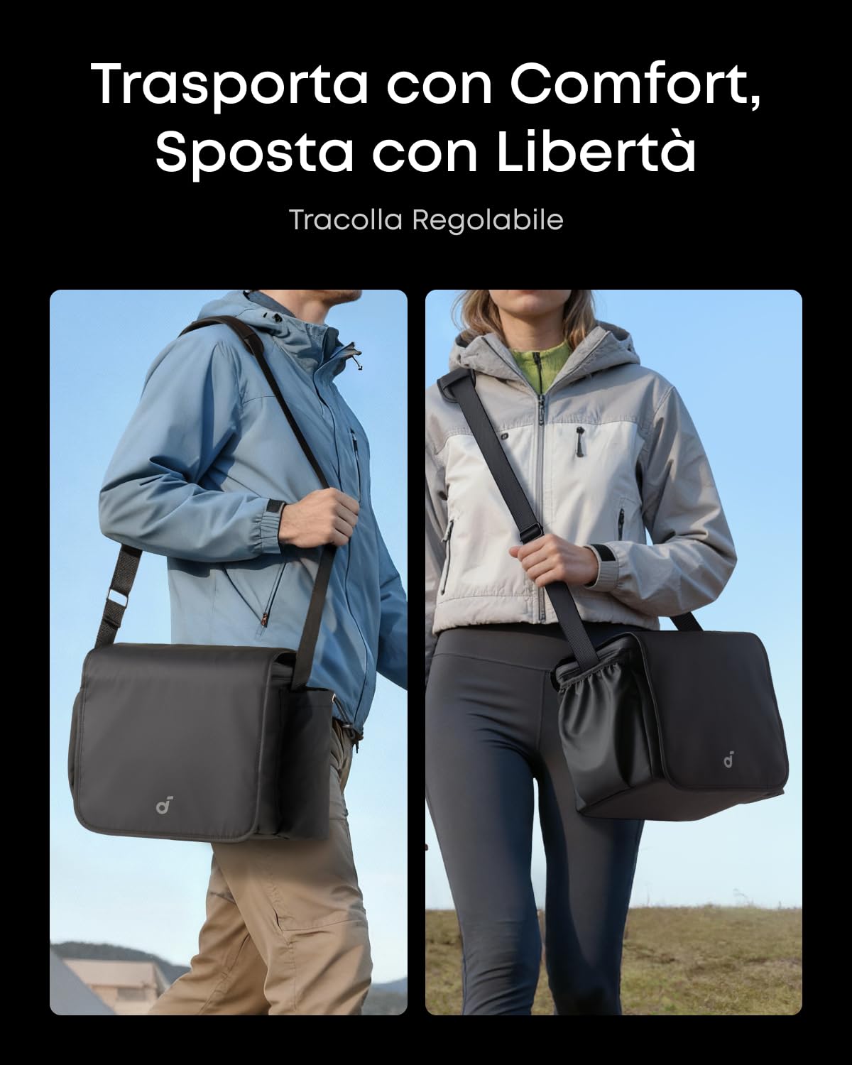 Soundcore Nebula Borsa da trasporto portatile per proiettore P1, custodia da viaggio compatta e leggera con spazio regolabile, tracolla e resistente tessuto in poliestere impermeabile