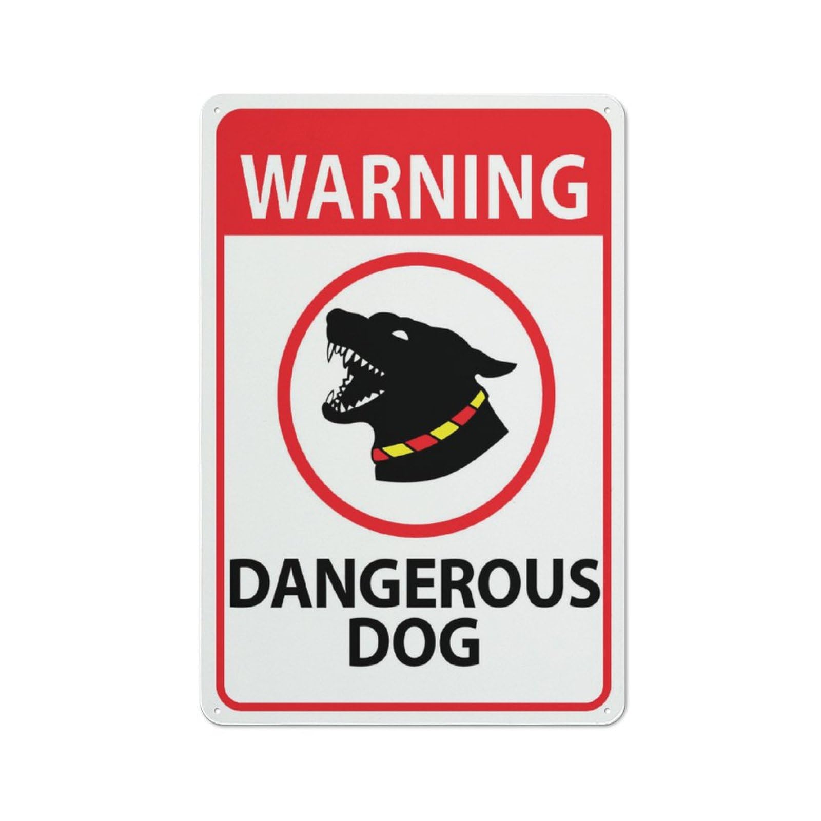 Warning Dangerous Dog Sign Signs Outdoor, Uv Printed Aluminum 12 X 8 In, Weatherproof And Security Signs For Home Or Business