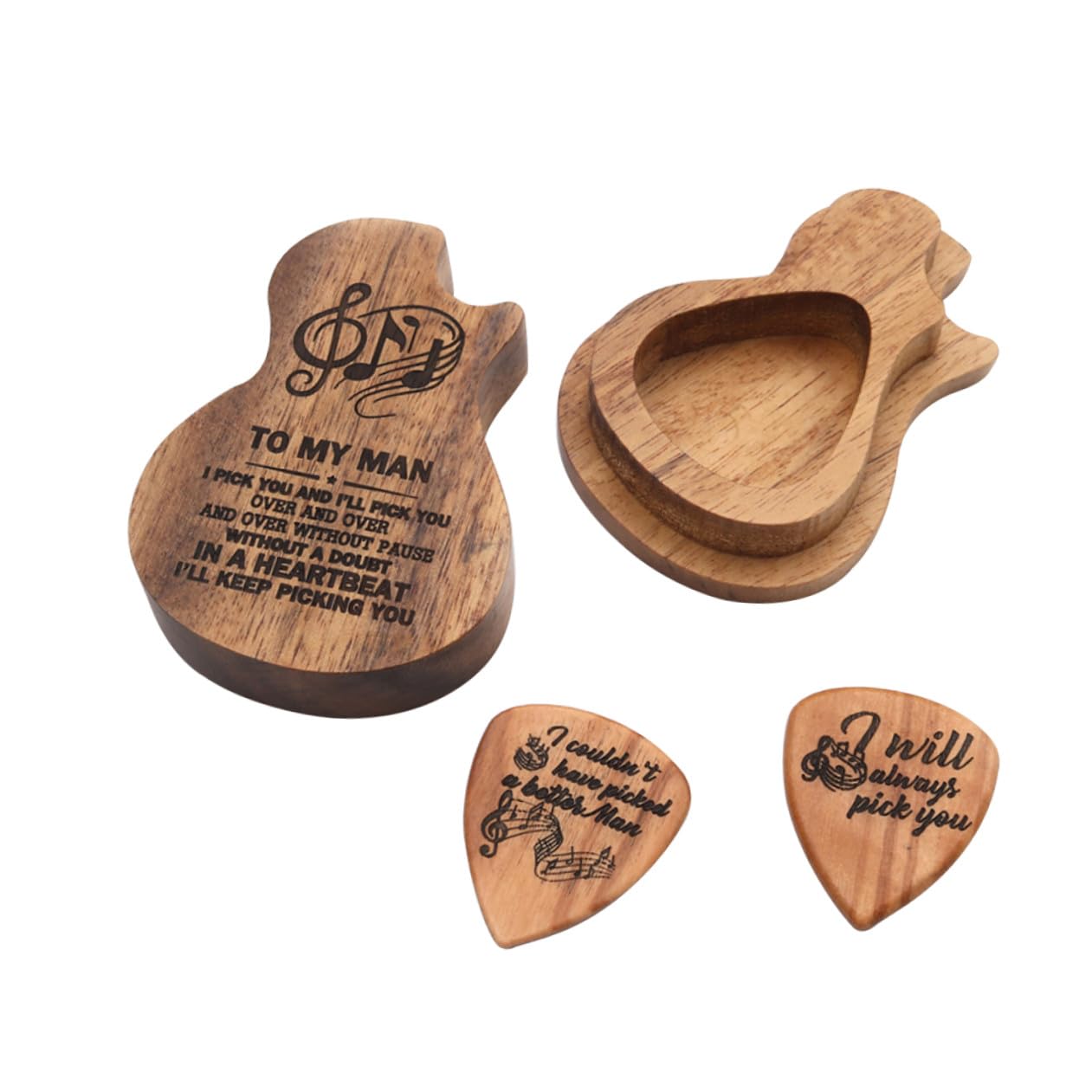 Toyvian 3 zestawy uchwytów do wytrychów gitarowych uchwyt kolekcjonerski do kostki gitarowej spersonalizowane kostki gitarowe walizka na kostki gitarowe pojemnik drewniany osobowość