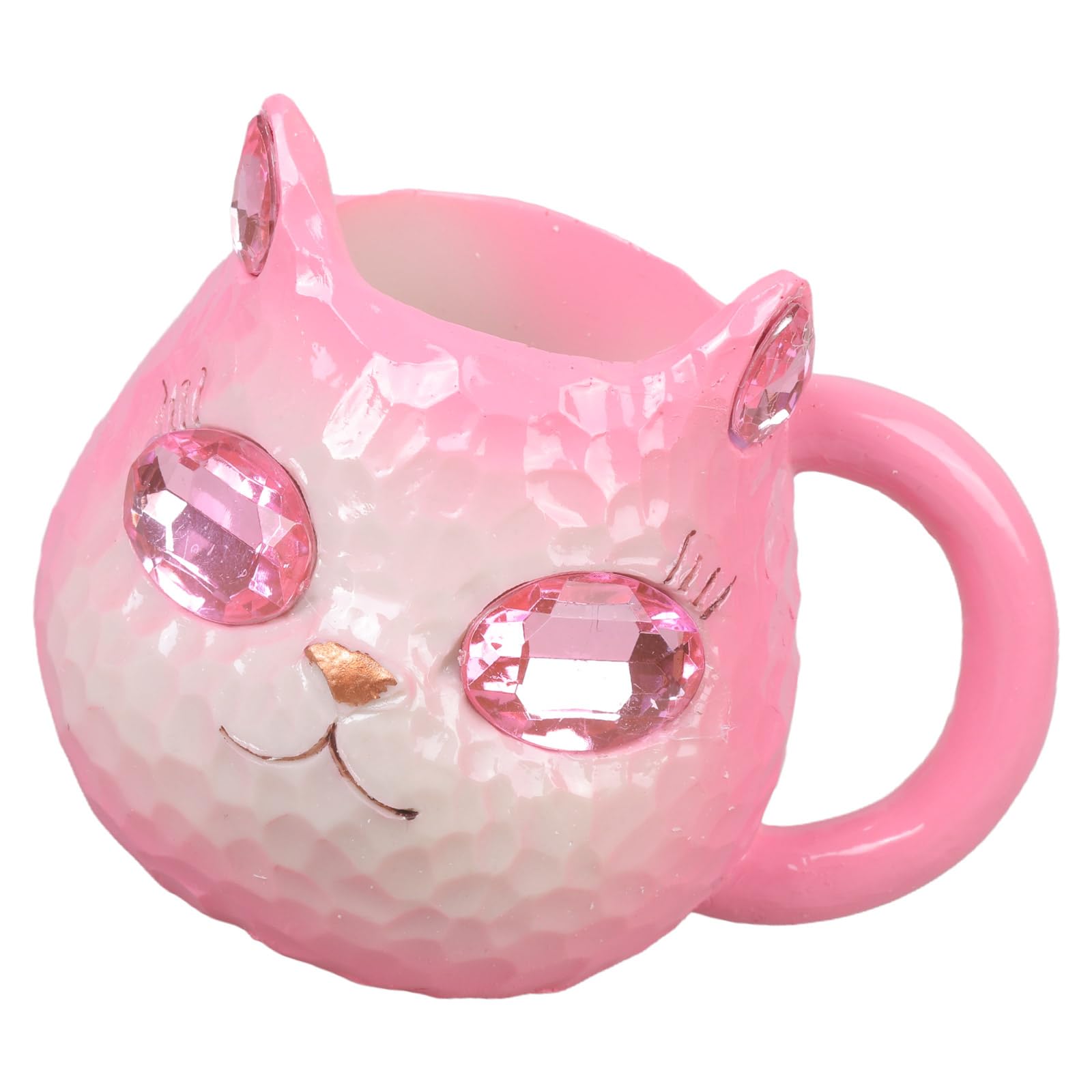 Tsophreniq Sparkling Crystal Cats Face Mugs Resin Artwares Collectible Item for Coffee Drinkers Kitchen Display Sturdy Cats Themed Drinkware