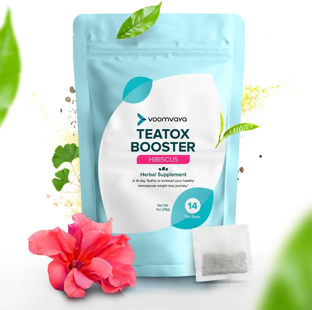 TeaTox Booster Senna Tea - 14-Day Detox Tea for Bloating Relief, Detox Cleanse, Mood Boost - Hibiscus Flavor