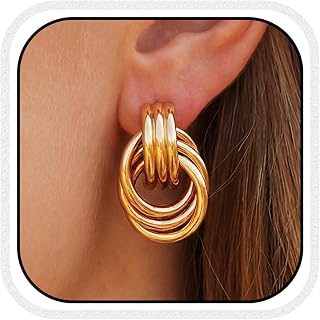 Catery Gold Knot Earrings Stacks Ear Jackets Set Chunky Earrings for Women