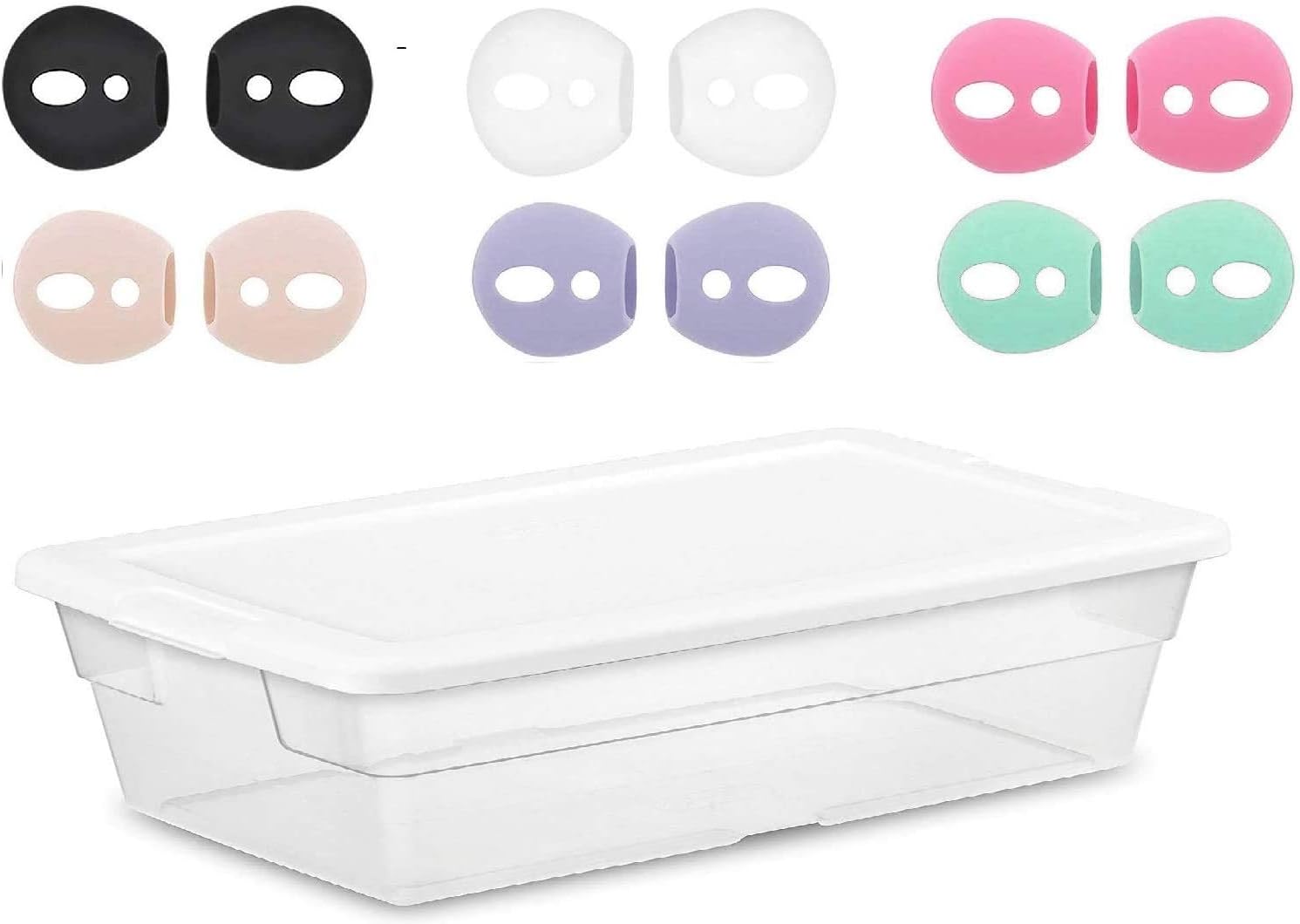 JNSA Fit in Case Airpods Tips Ear Skins AirPods Covers Compatible with AirPods 2 / AirPods 1 / EarPods, Ultra-Thin Anti-Slip Earbuds Silicone AirPods Ear Tips,6 Pairs 6 Colors