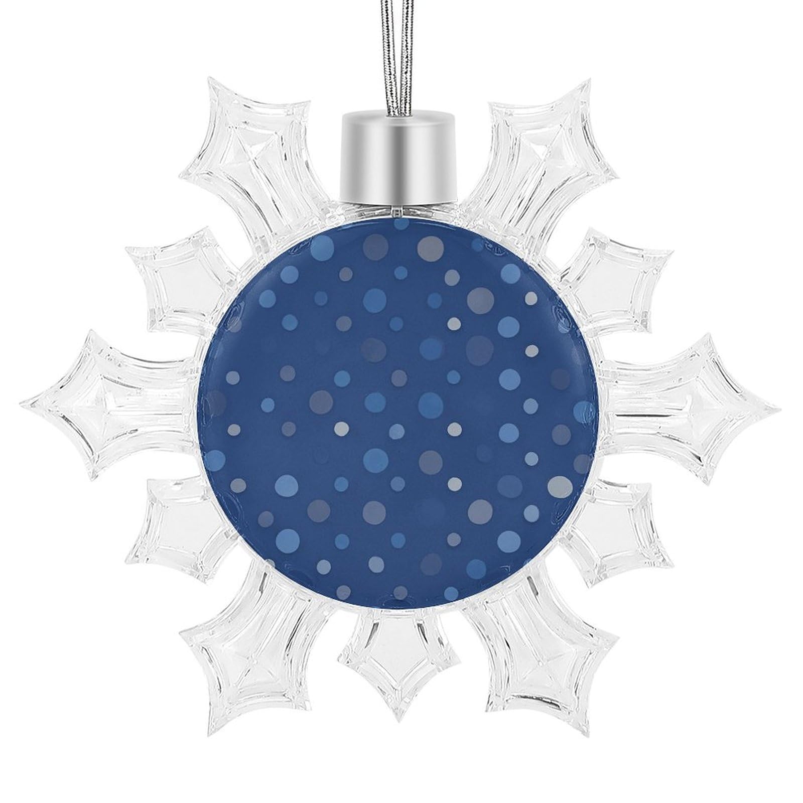 Pendentif flocon de neige bleu marine plastique alu ornement mariage 10cm