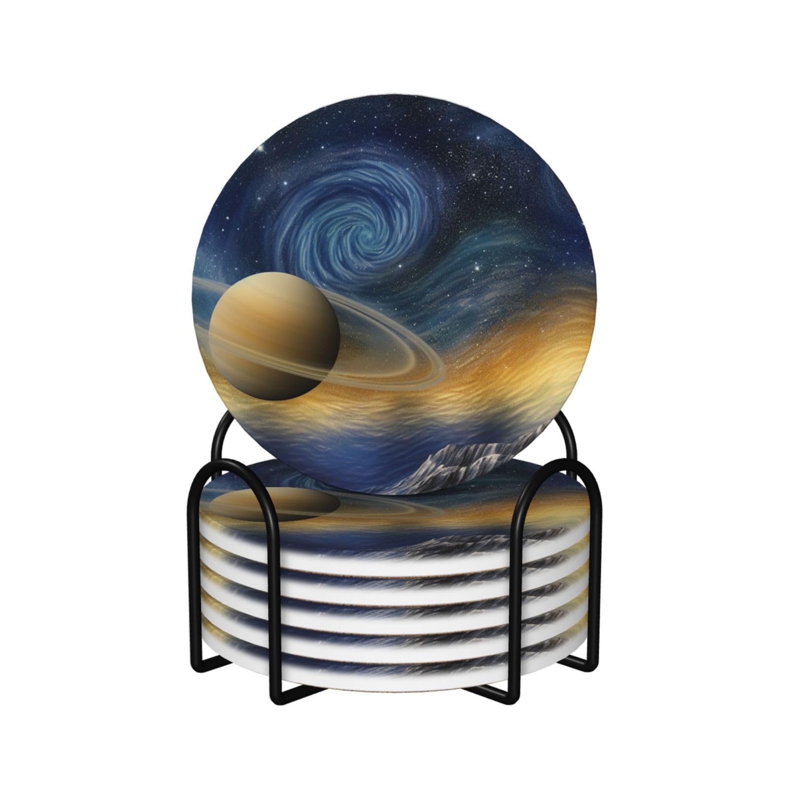 Dessous de verre céramique galaxie x6 avec support en métal de 10,4 cm
