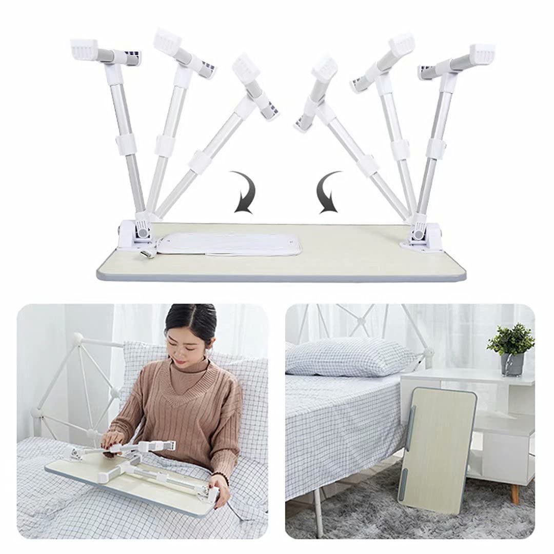 Tavolino da Letto Inclinabile, Tavolino da Letto Colazione Pieghevole, Tavolo per Computer a Letto Regolabile in Altezza con Built-in Ventola di Raffreddamento per Letto Divano