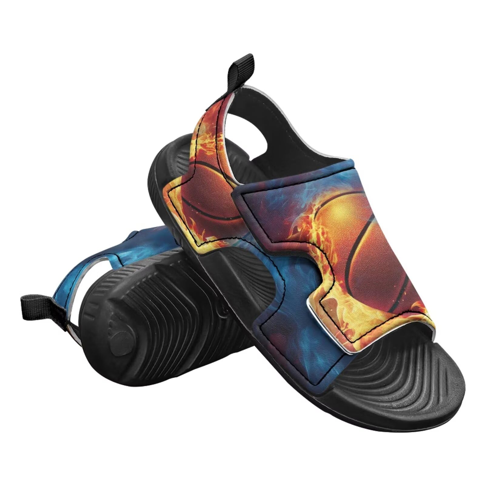 Pointodoor Boys Flame Basketball Sandals Summer Open Toe Outdoor Sport Sandals Anti Slip Hiking Beach Pool Water Shoes-12