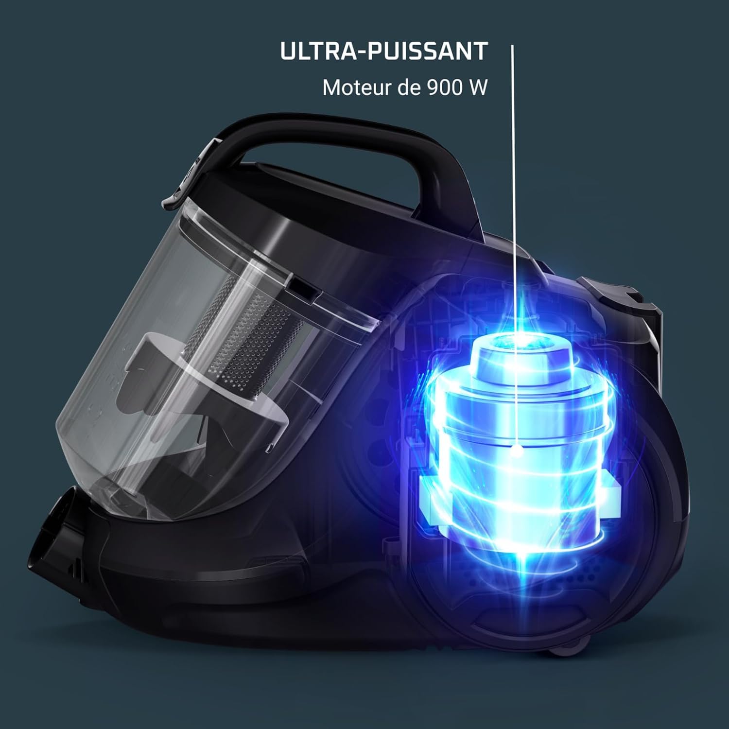 Rowenta Swift Power Cyclonic RO2917, Aspirapolvere a Traino Senza Sacchetto, Potenza 900 W, Motore Silenzioso, Serbatoio facile da Pulire, Bianco/Grigio