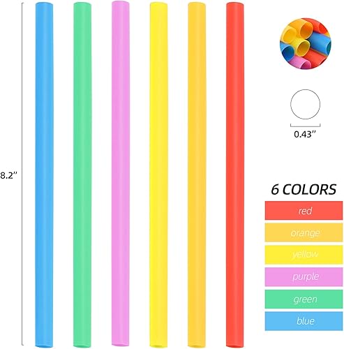 Miniatura 2 de 300 popotes desechables de plástico de 8.2 pulgadas de 0.43 pulgadas extra anchas para batidos de té de burbujas, batidos de café Boba