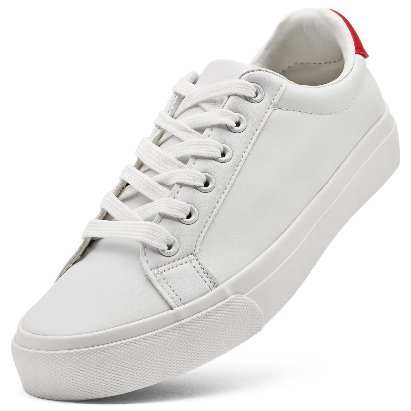 Duovodu Kinder Leder Weiß Turnschuhe Jungen Mädchen Lace-Up Weiß Sneaker Freizeitschuhe Leichtgewicht Walkingschuhe Bequem Sportschuhe
