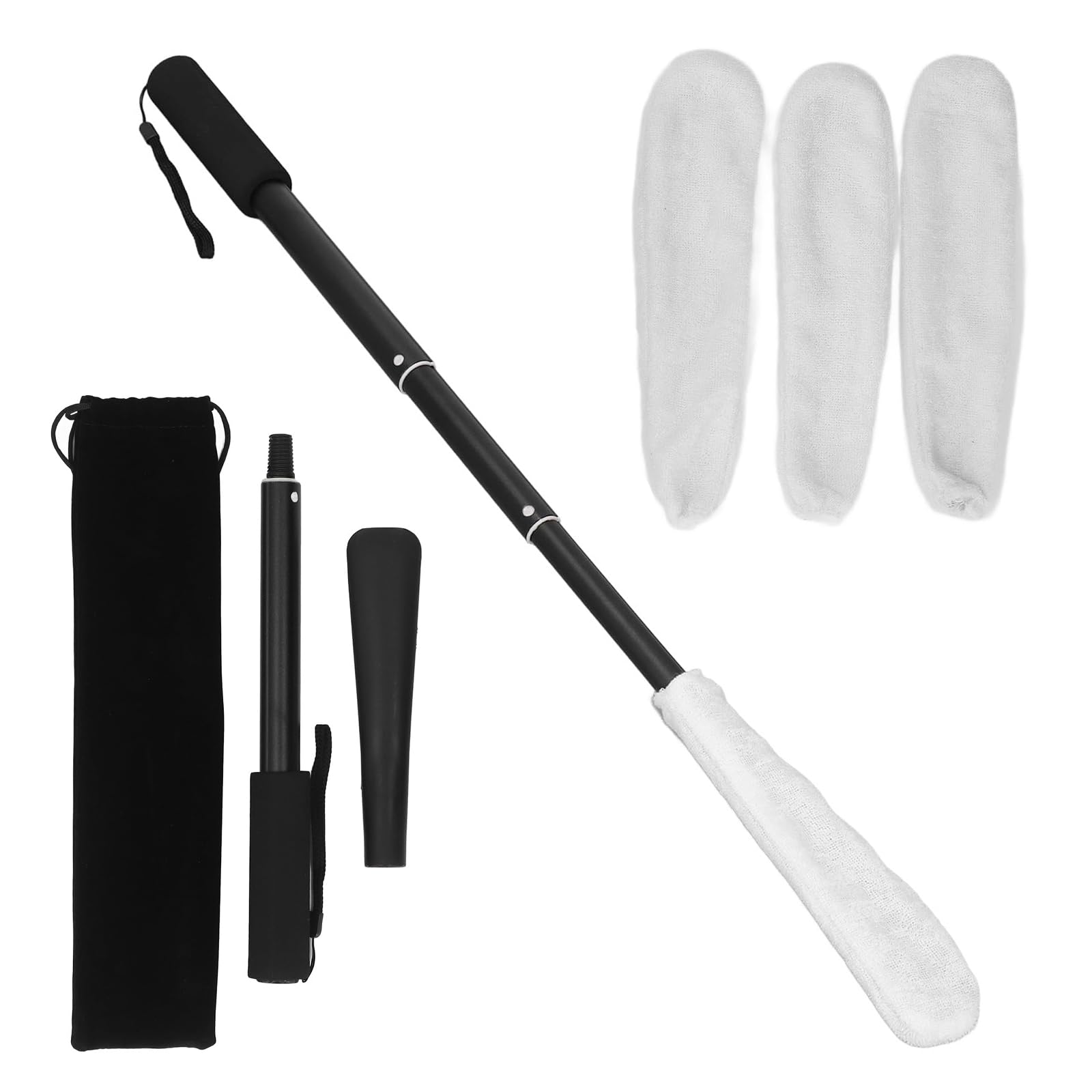 Toe Cleaning Brush Foot Wash Brush Foot Scrubber with Reusable Drying Covers Foot Brush for Shower withTelescopic Aluminum Alloy 12" 24" for Seniors Disabled Men