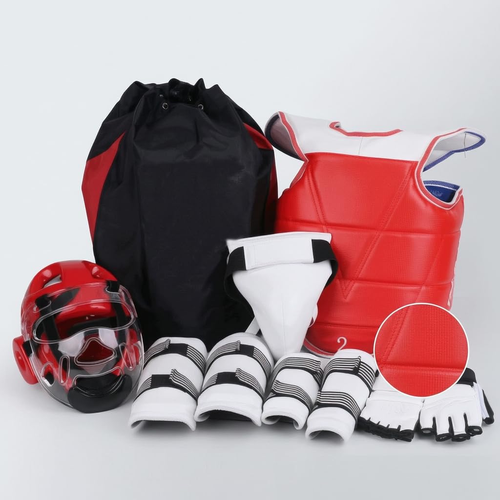 Équipement Femme avec Protège Tête Plastron et Protège Membres pour Entraînement et Compétition Sportive